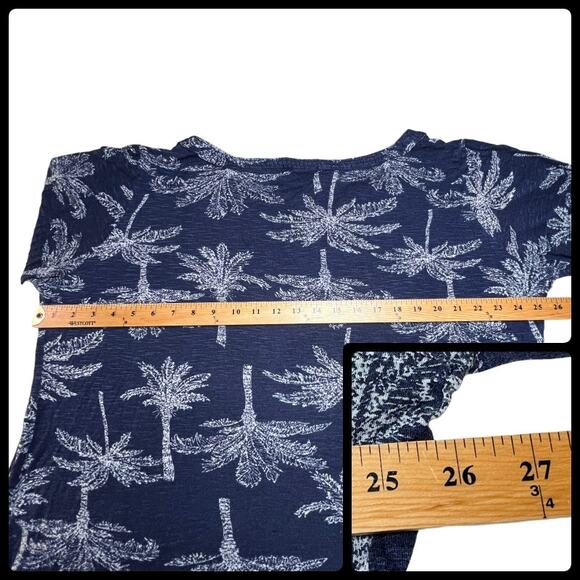 Palm Harbour Woman Knit V Neck Top Blue White Palm Trees 3/4 Sleeve Plus Size 2X - Picture 10 of 12